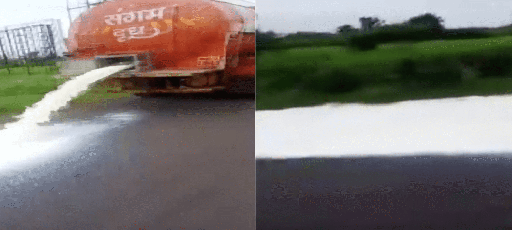 马哈拉施特拉邦|印度农民发起“浪费牛奶”运动要求涨价，运奶车直接沿公路喷洒