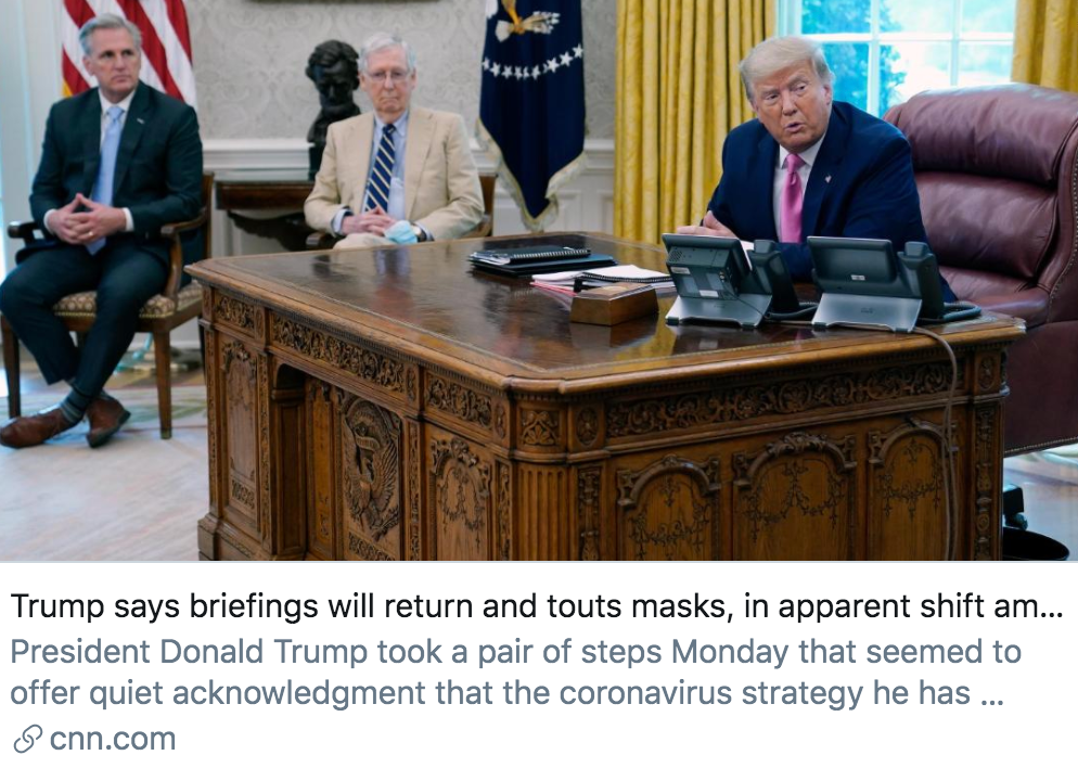 特朗普|特朗普态度180度大转弯，“民众戴上口罩是爱国的”