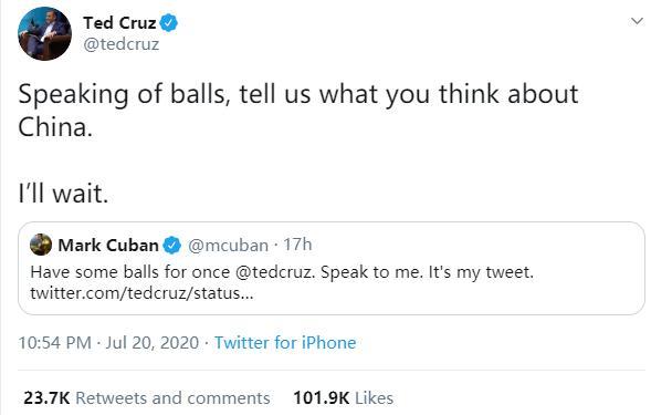泰德·克鲁兹|美反华政客发疯逼NBA亿万富豪骂中国，对方回得痛快！