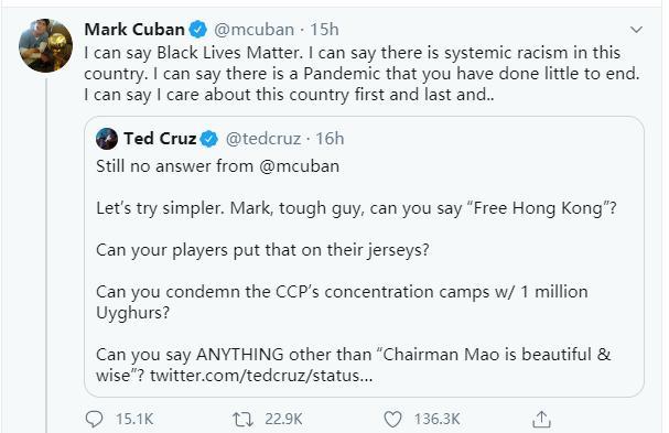 泰德·克鲁兹|美反华政客发疯逼NBA亿万富豪骂中国，对方回得痛快！