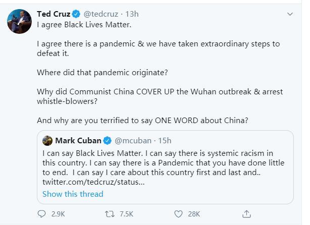 泰德·克鲁兹|美反华政客发疯逼NBA亿万富豪骂中国，对方回得痛快！