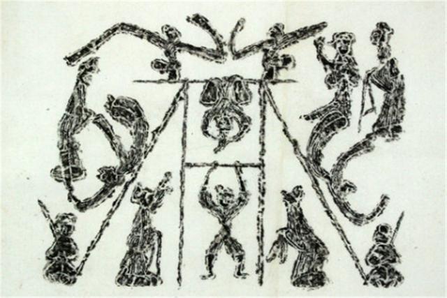走钢丝|山东出土大量画像石，反映出汉代奇人异事多，快看有人在“走钢丝”
