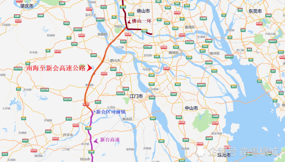 广东佛山将新建至江门高速公路设计速度120kmh双向六车道