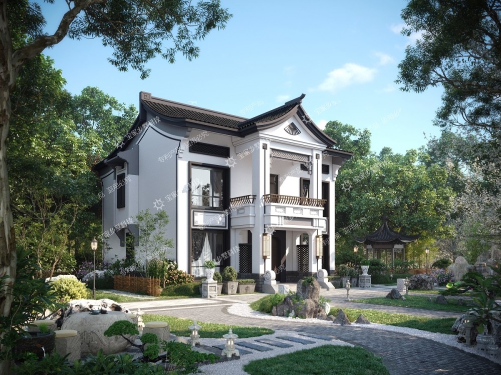 外观有海派(新中式),御派(新亚洲风),纯中式三种别墅风格