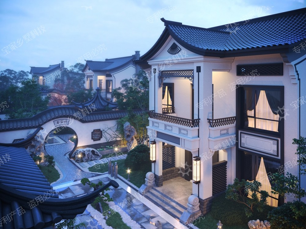 外观有海派(新中式),御派(新亚洲风),纯中式三种别墅风格