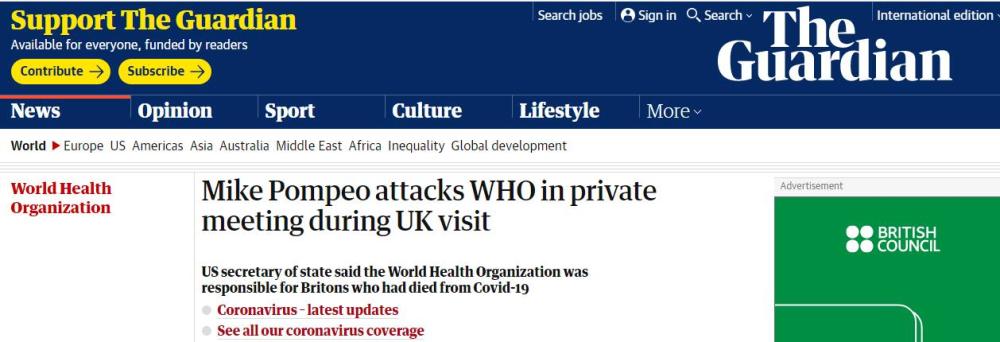 迈克·蓬佩奥|蓬佩奥想骗英国一起“退群”世卫，英议员：没兴趣