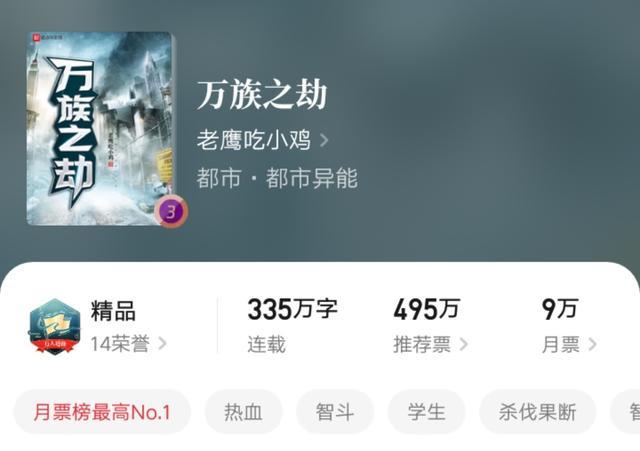 老鹰吃小鸡|荣登起点六榜第一，大神老鹰吃小鸡的新书《万族之劫》真是一本大水文吗？