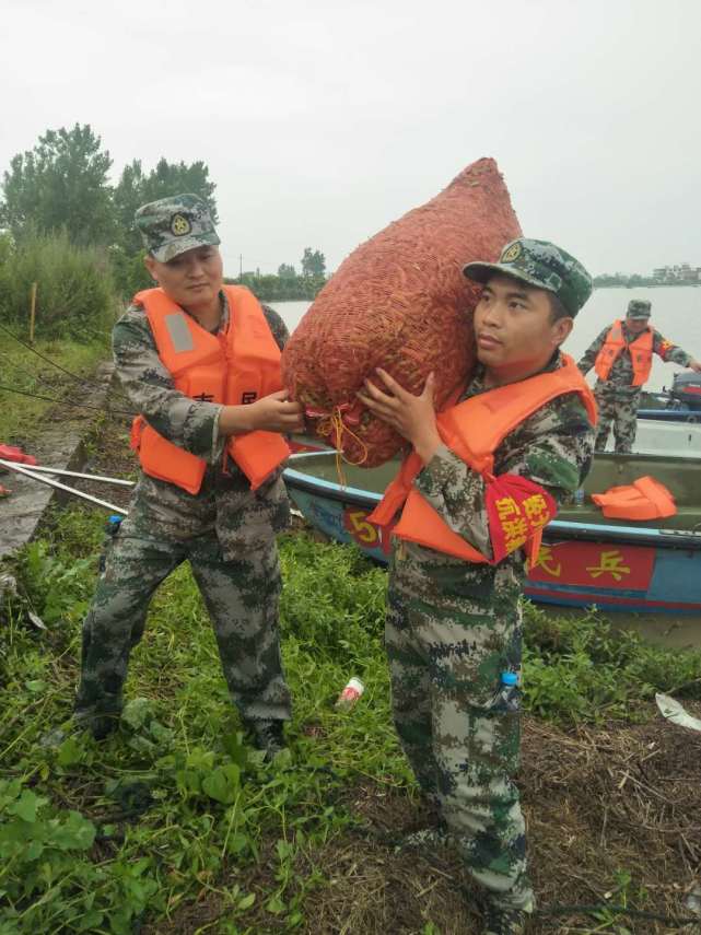 阜南县民兵奋战在王家坝抗洪一线