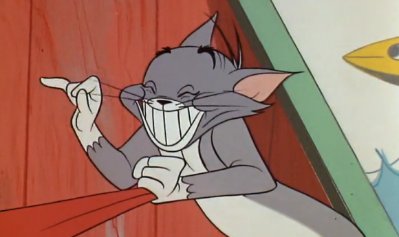 猫和老鼠:汤姆脸皮真够厚,把大狗的舌头卷卷放回去了!还给人家笑笑!