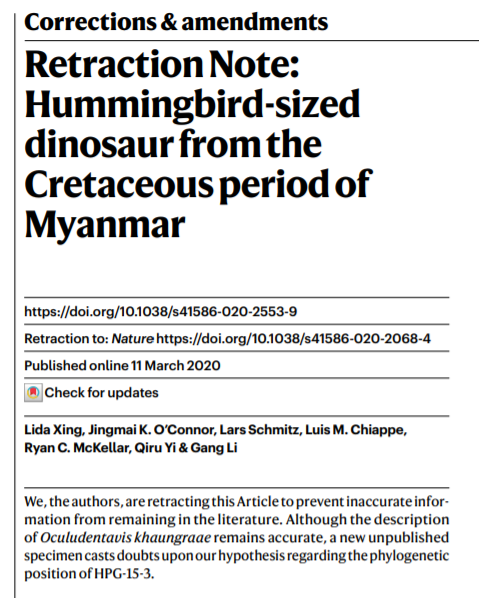 邢立达|Nature封面撤稿：邢立达等人的“史上最小恐龙”假说存疑