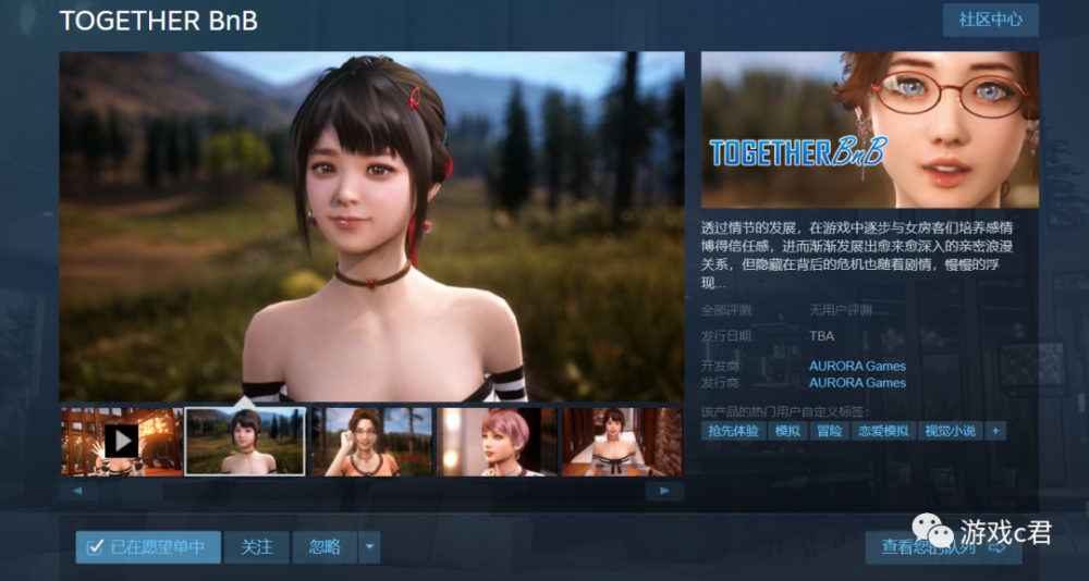 steam黄油推荐一款3d恋爱游戏开发商表示有成人内容