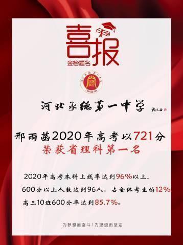 年 高考状元 733分是假的 承德一中 在我校只考了721分 邢雨菡 河北 高考状元 高考 承德 衡水中学