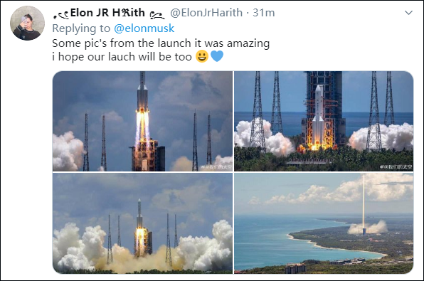 天问一号|天问一号成功发射，马斯克发推祝贺：令人惊叹