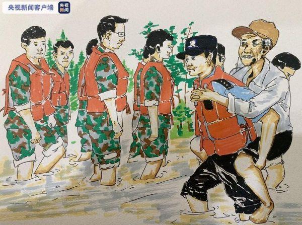 致敬洪水中的逆行者90后女警手绘漫画感谢抗洪民警