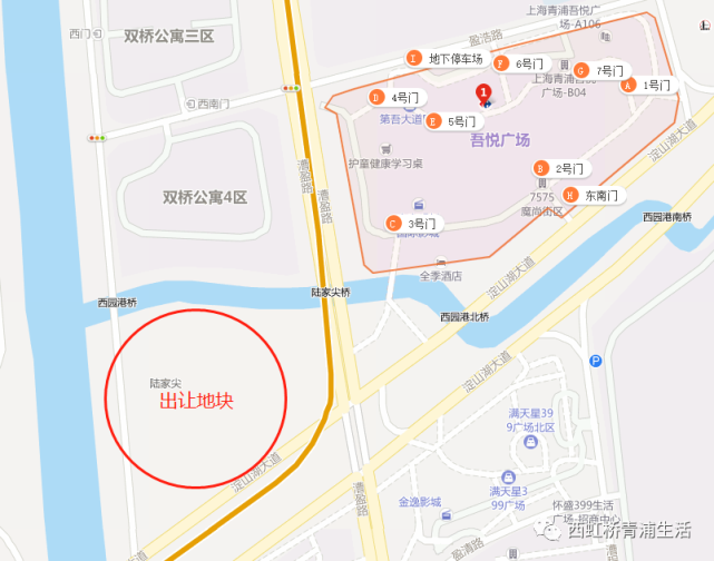 預計出讓位置圖 這個路口成為青浦為數不多,四足鼎力 大型商業區域.