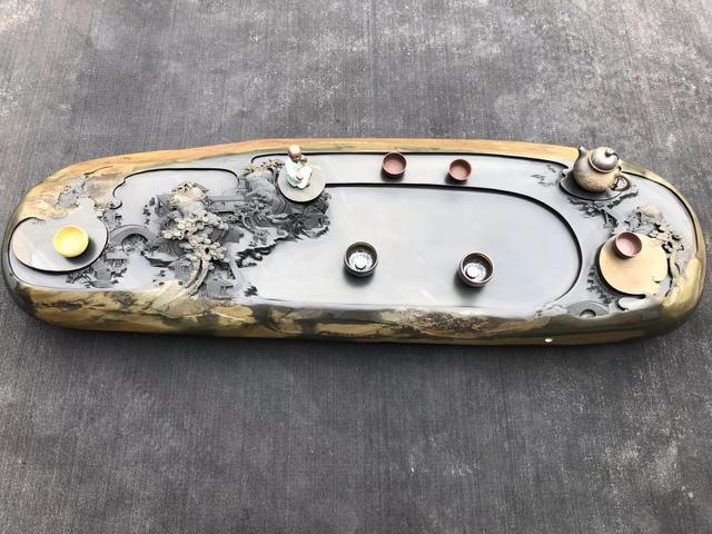 石头漂亮起来,就没玉什么事了,这3块石雕茶盘堪称"颜值巅峰"