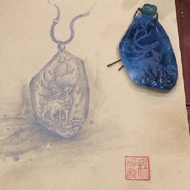 林梓龙|林梓龙以刀当笔于玉作画