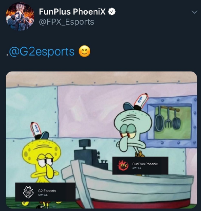 FPX五十步笑百步，刚赢了一局就调侃G2难兄难弟