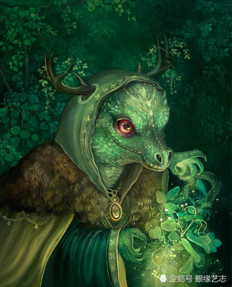 暗绿色的唯美幻光北欧神话的觉醒油画中的诸神黄昏