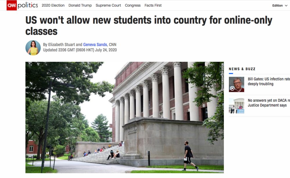 美国移民与海关执法局|特朗普又反悔了？全网课国际新生秋季将无法入美