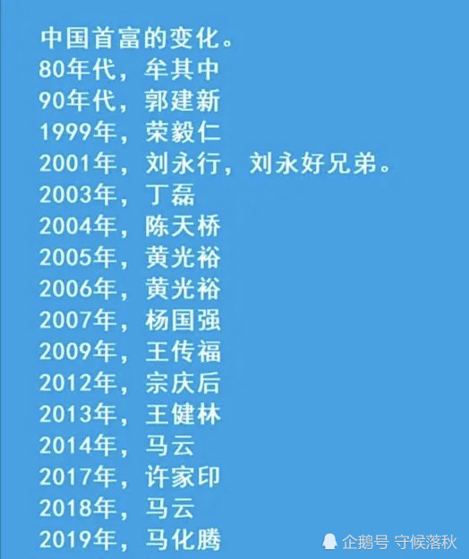 自80年代到现代中国首富的变化