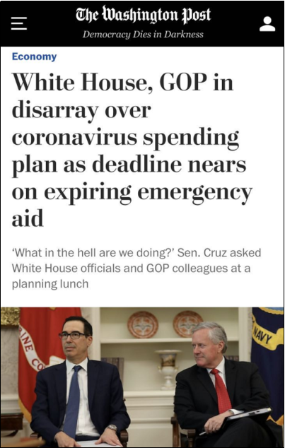 白宫|国会白宫争论不休 美国新一轮疫情纾困计划被耽误了