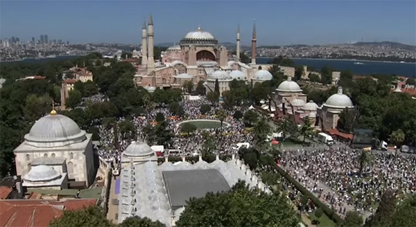 圣索菲亚大教堂|圣索菲亚大教堂改清真寺后首次礼拜，埃尔多安现身