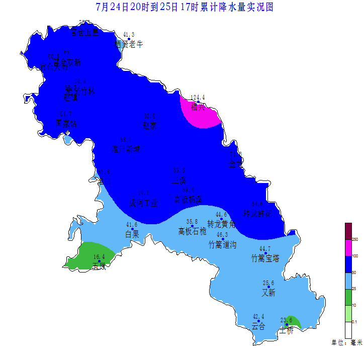 金堂县气象台07月25日16时25分发布天气预报