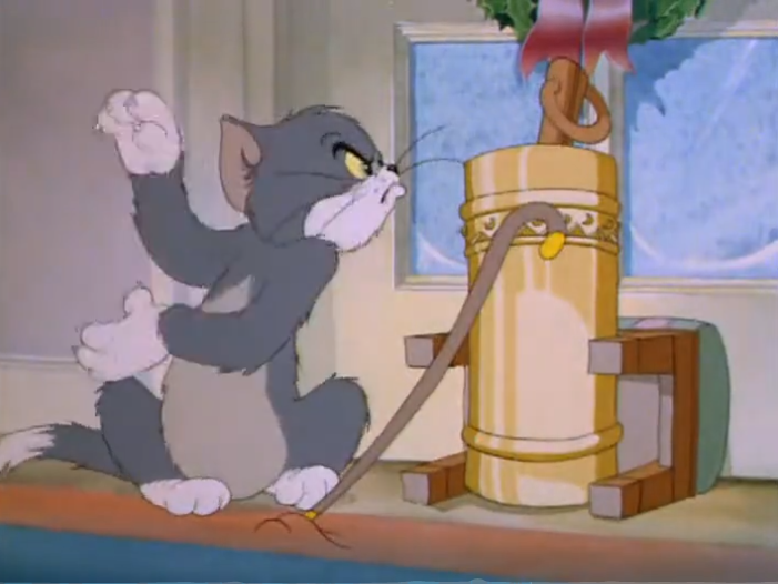 猫和老鼠：汤姆还是很好心，不忍心杰瑞在外受罪，还是把门给打开了！