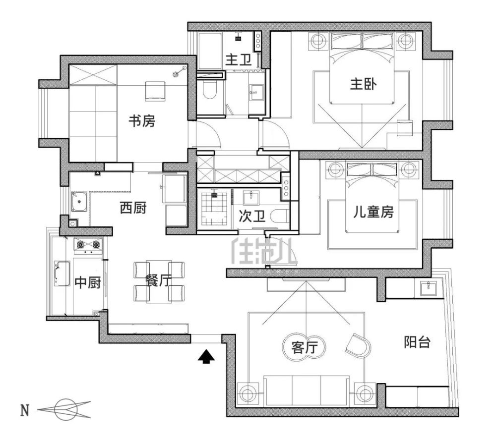 上海發現一位男主118㎡新家,全屋精緻輕奢,廚房中西分離