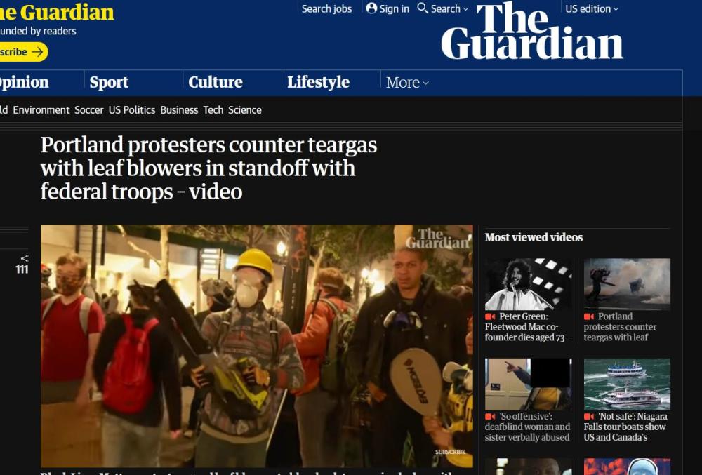 吹叶机|“吹风机”登场？被特工发射催泪弹，美国波特兰示威者用吹叶机回击