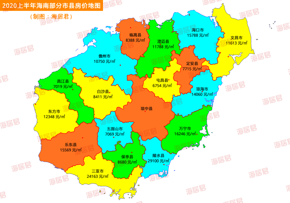 2020年16月海南房价地图
