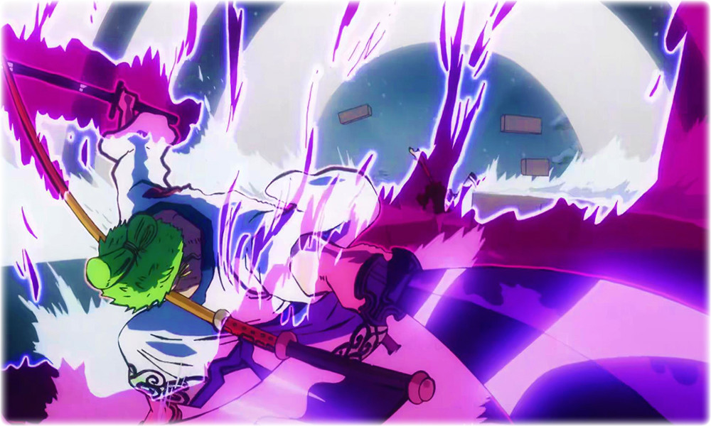 海贼王934集索隆一招秒基拉炼狱鬼斩很劲爆特效也不错