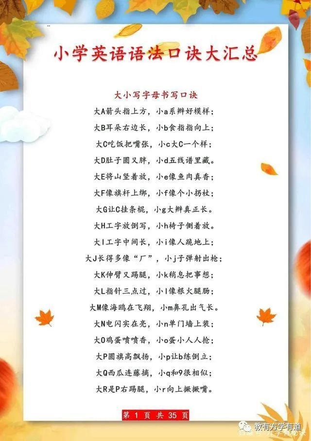 英语老师 小学别乱报班 背熟这份 顺口溜 6年均分不下98 腾讯新闻