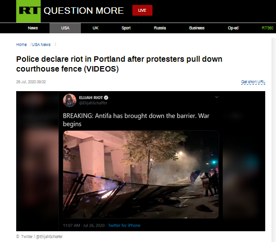 波特兰|美国波特兰骚乱升级抗议者与警方“互殴” CNN：场面令人震惊