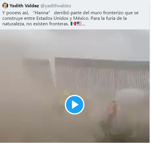 美国得克萨斯州|神的指示？“特朗普边境墙”遭飓风袭击坍塌，网友：垮台的预兆！