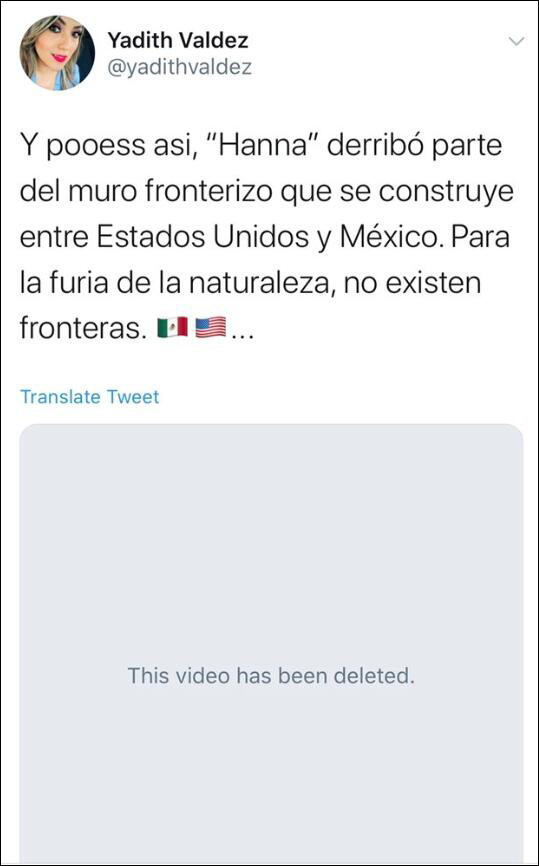 美墨边境|得州一段美墨边境墙被飓风吹倒？美国官员：正在确认