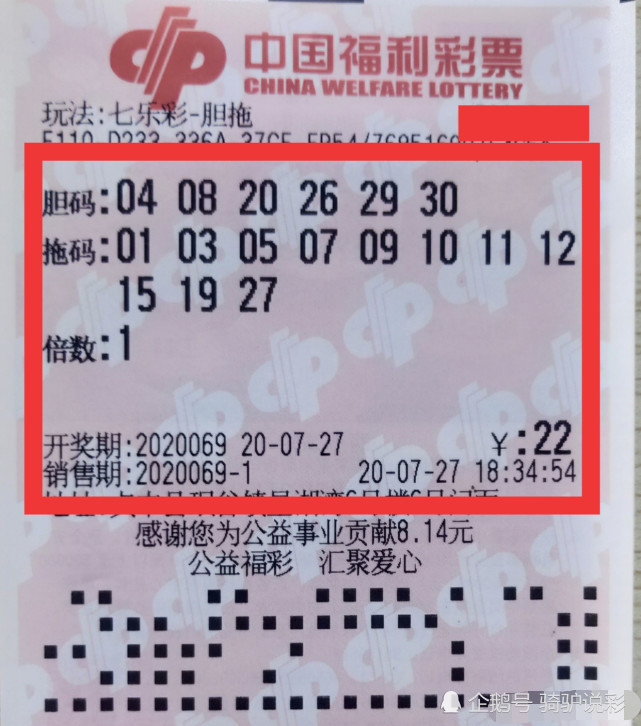 七乐彩202069期采取胆6拖11投注彩民人傻钱多