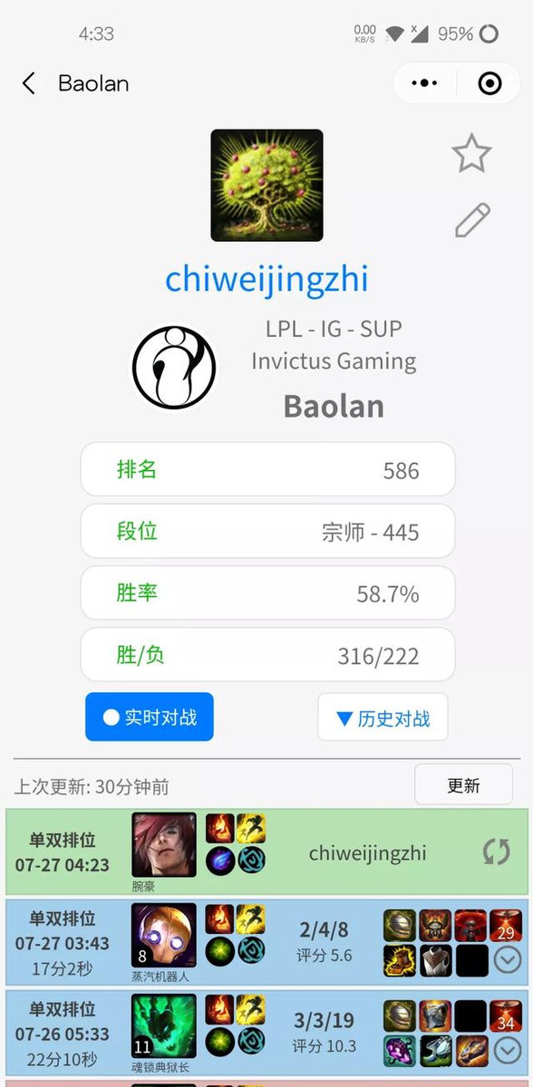 LPL：宝蓝强势崛起，通宵单排到深夜，战绩图让粉丝泪目