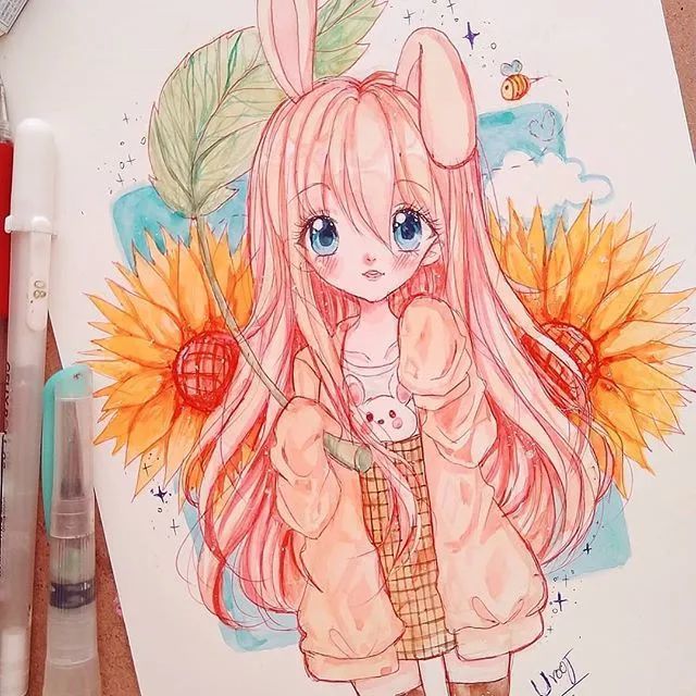 q版卡通动漫女生手绘素材