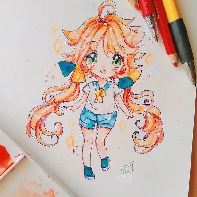 q版卡通动漫女生手绘素材