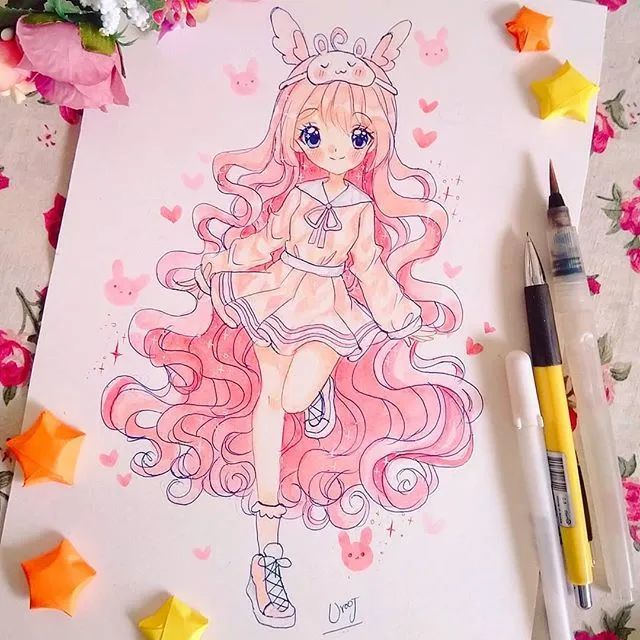 q版卡通动漫女生手绘素材