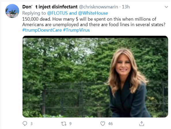 梅拉尼娅·特朗普|新冠疫情仍严峻，梅拉尼娅却发推宣布要修白宫玫瑰园，网友：别浪费我们的钱