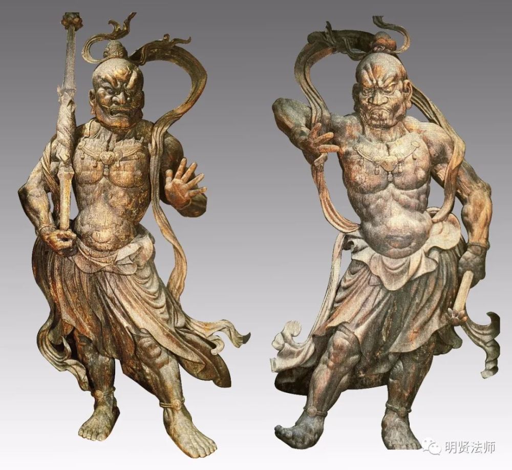 江戸期・護法善神「那羅延金剛・密迹金剛」仁王・金剛力士・二体一対・漆柿渋紅彩色 明治〜大正期・護法善神「金剛力士像・阿吽/陰陽」那羅延金剛・密