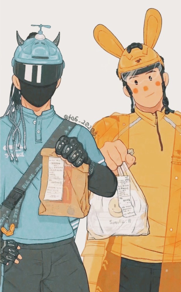 当外卖团玩起了cos,暗黑系铁血战士和蠢萌系月野兔,cp感十足