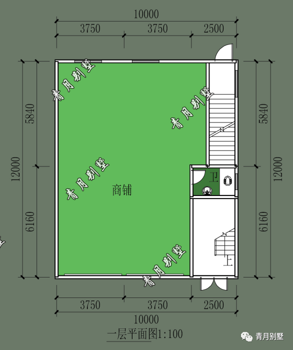 1012米四层小面宽别墅带商铺挑空客厅大气开阔