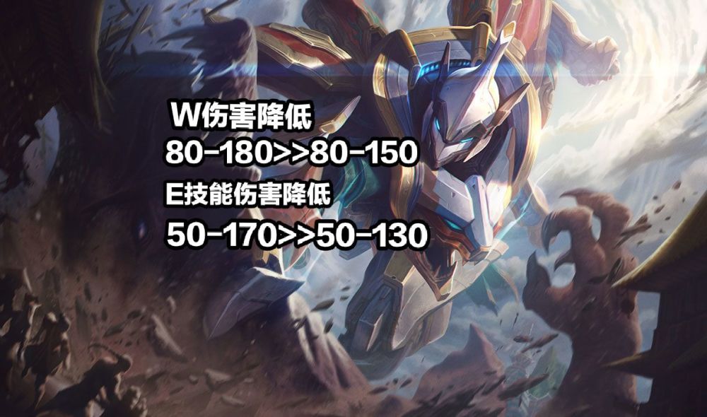 瑟提:w技能伤害降低80-180>>>80-150,e技能伤害降低50-170>>>50-130