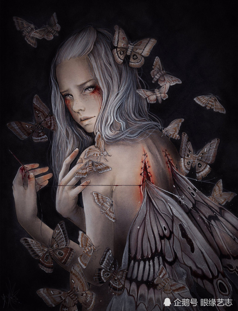 黑暗的房间空洞的心脏与缝合的伤口来自中美洲的暗黑艺术