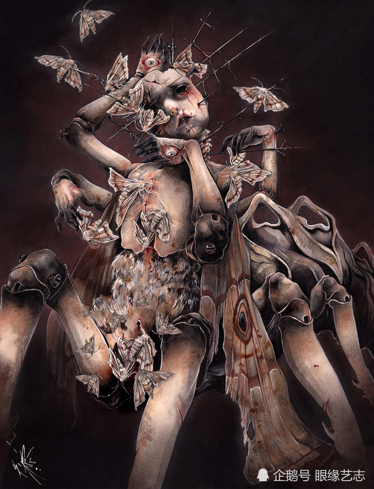 黑暗的房间空洞的心脏与缝合的伤口来自中美洲的暗黑艺术