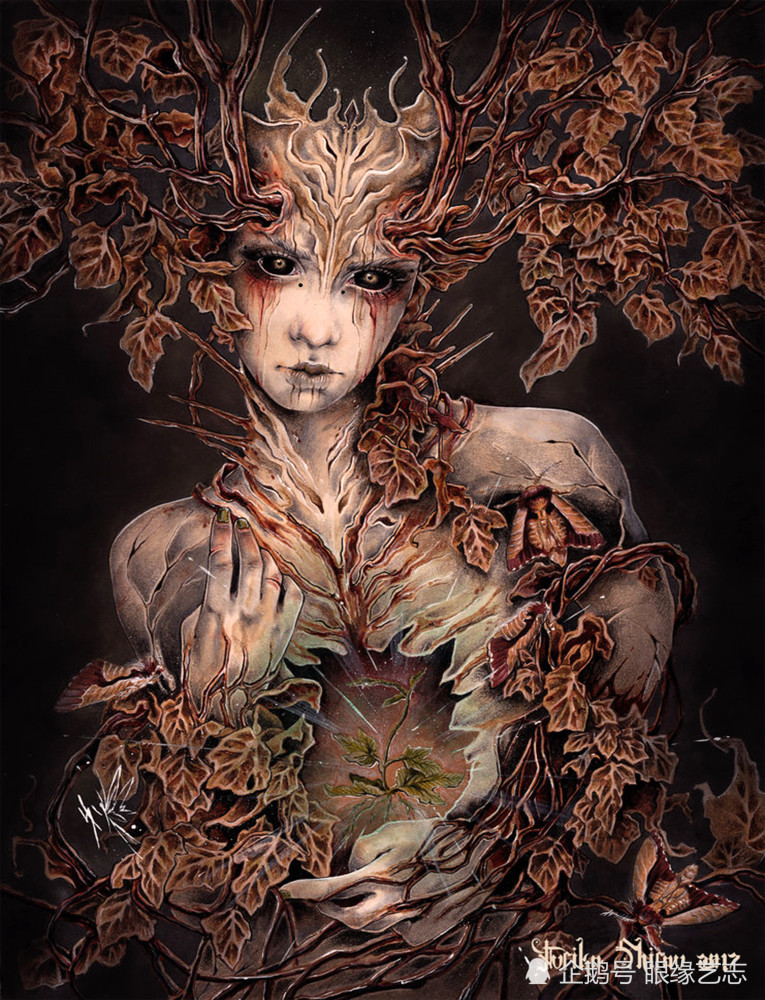 黑暗的房间空洞的心脏与缝合的伤口来自中美洲的暗黑艺术